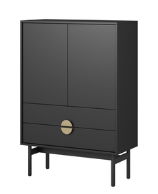 Komoda dwudrzwiowa Stoon z dwoma szufladami 85 cm Czarna