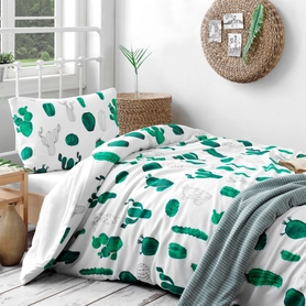 CACTUS Parure de lit 160x220 cm avec une taie d'oreiller 50x70 cm et un drap