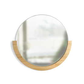 Miroir Adalwolf avec un cadre en bois semi-circulaire, diamètre 80 cm