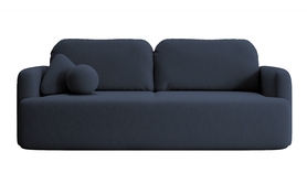 Kanapa rozkładana trzyosobowa Lambina z pojemnikiem granatowa welur łatwoczyszczący