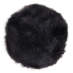 Assise en cuir d'agneau Mumbria, diamètre 35 cm, noir