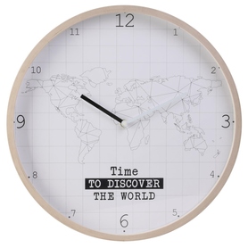 Horloge murale Mastruz blanche avec une carte du monde, diamètre 40 cm
