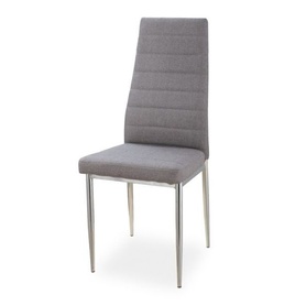 Chaise rembourrée Favorina tissu gris sur pieds chromés