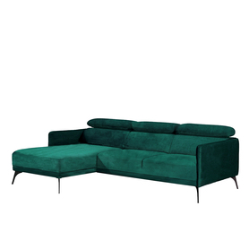 RYENNE Canapé d'angle convertible vert bouteille pieds noirs en métal