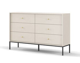 Komoda Monne 154 cm z sześcioma szufladami beżowa vintage