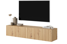 TELIRE Meuble TV 140 cm en chêne artisan avec façade fraisée