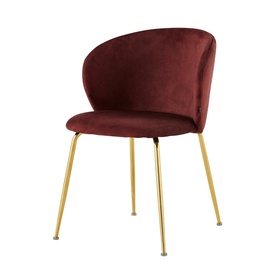 MEALIZE Chaise tapissée bordeaux en velours sur pieds dorés