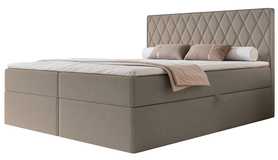 Łóżko kontynentalne 140x200 cm Carenzo z materacem bonellowym i topperem jasnobrązowe szenil hydrofobowy