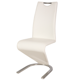 Chaise rembourrée Sferro, blanc, éco-cuir sur une base chromée