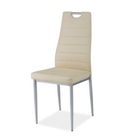 Chaise rembourrée Lastad crème avec une poignée sur une base chromée