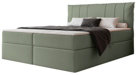 Łóżko kontynentalne 180x200 cm Moly z materacem bonellowym i topperem eukaliptusowe welur hydrofobowy