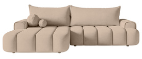 Narożnik z funkcją spania Dandelino L-kształtny lewostronny z pojemnikiem beżowy welur