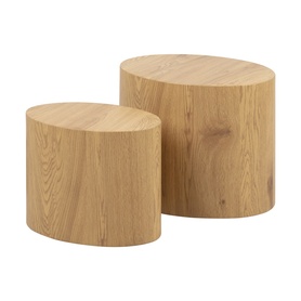 PLOMIN Lot de deux tables basses 48x33 cm et chêne 40x24,5 cm