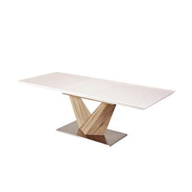 ARAMOKO Table à rallonge 160(220)x90 cm blanc / effet chêne