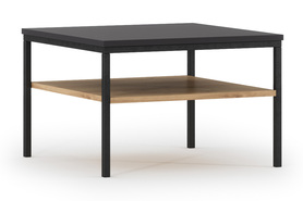 Table basse Jammad 60x60 cm noir / chêne artisanal