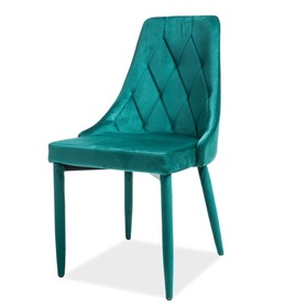 Chaise rembourrée en velours vert Cornido
