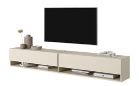 Meuble TV Mirrgo 200 cm beige avec un insert doré