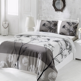 MOON HERBS Parure de lit 200x220 cm avec deux taies d'oreiller 50x70 cm et un drap gris