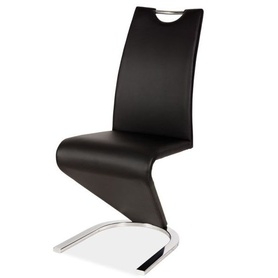 Chaise rembourrée Sferro, noir, éco-cuir sur une base chromée
