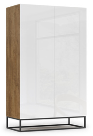 Armoire à deux portes Mirris 120 cm, chêne artisanal / blanc brillant
