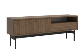 Szafka RTV dwudrzwiowa Olar z szufladą i wnęką 154 cm Orzech Carini naturalny