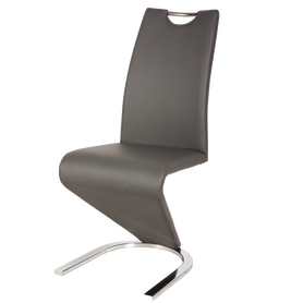 Chaise rembourrée Sferro, gris, éco-cuir sur une base chromée
