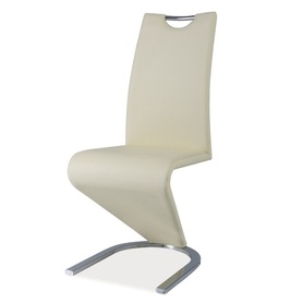 Chaise rembourrée Sferro, crème, éco-cuir sur une base chromée
