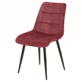 BRIARE Chaise tapissée bordeaux pieds noirs