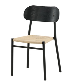 Chaise en bois Blimment avec assise tressée beige/noir