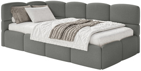 Łóżko młodzieżowe 90x200 cm Cloudy lewostronne z pojemnikiem ciemnoszare szenil
