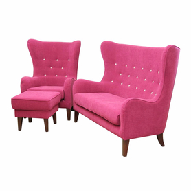 RAMINO Salon complet sofa et fauteuil avec repose-pieds