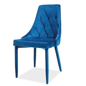 Chaise rembourrée en velours bleu marine Cornido