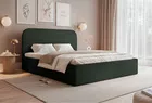 Łóżko tapicerowane 140x200 cm Sonvivo z pojemnikiem na pościel ciemnozielone szenil stelaż metalowy