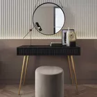 Coiffeuse Bello 104 cm noire avec pieds dorés