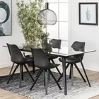 BRUNNO Table à manger 180x90 cm avec plateau en verre