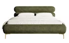 Łóżko tapicerowane 140x200 cm Roule z pojemnikiem stelaż metalowy oliwkowe szenil nóżki złote