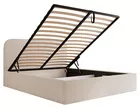 Łóżko tapicerowane 140x200 cm Sonvivo z pojemnikiem na pościel kremowe boucle stelaż metalowy