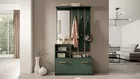 Ensemble d'entrée Yesfir vert bouteille avec miroir, cintres, étagères et meuble à chaussures