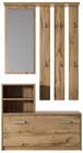 Ensemble d'entrée Yesfir avec miroir, cintres, étagères et meuble à chaussures Chêne Wotan