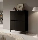 Commode haute Bemmi 100 cm noire avec pieds noirs