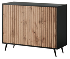 Commode Bello avec façades à lamelles 104 cm noir / chêne wotan