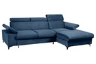 MILLEFOLIUM L-forme Canapé d'angle convertible avec fonction lit velours bleu marine droit