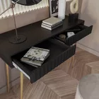 Coiffeuse Bello 104 cm noire avec pieds dorés