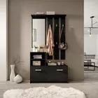 Ensemble d'entrée Yesfir avec miroir, cintres, étagères et meuble à chaussures Noir