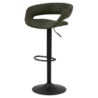 HANNAH Lot de 2 tabourets de bar tapissés olive sur pieds noirs