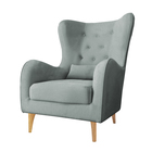 CALMINO Fauteuil à oreilles gris en velours