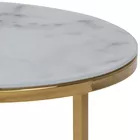PERQY Ensemble de tables rondes en verre blanc avec un cadre doré