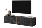 BISIRA Meuble TV 140 cm en marbre noir avec insert doré