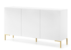 Commode 3 portes Lammelo 140 cm blanc pieds dorés
