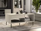 Stolik kawowy Caletto z szufladą 100 cm ozdobne lamele beżowy